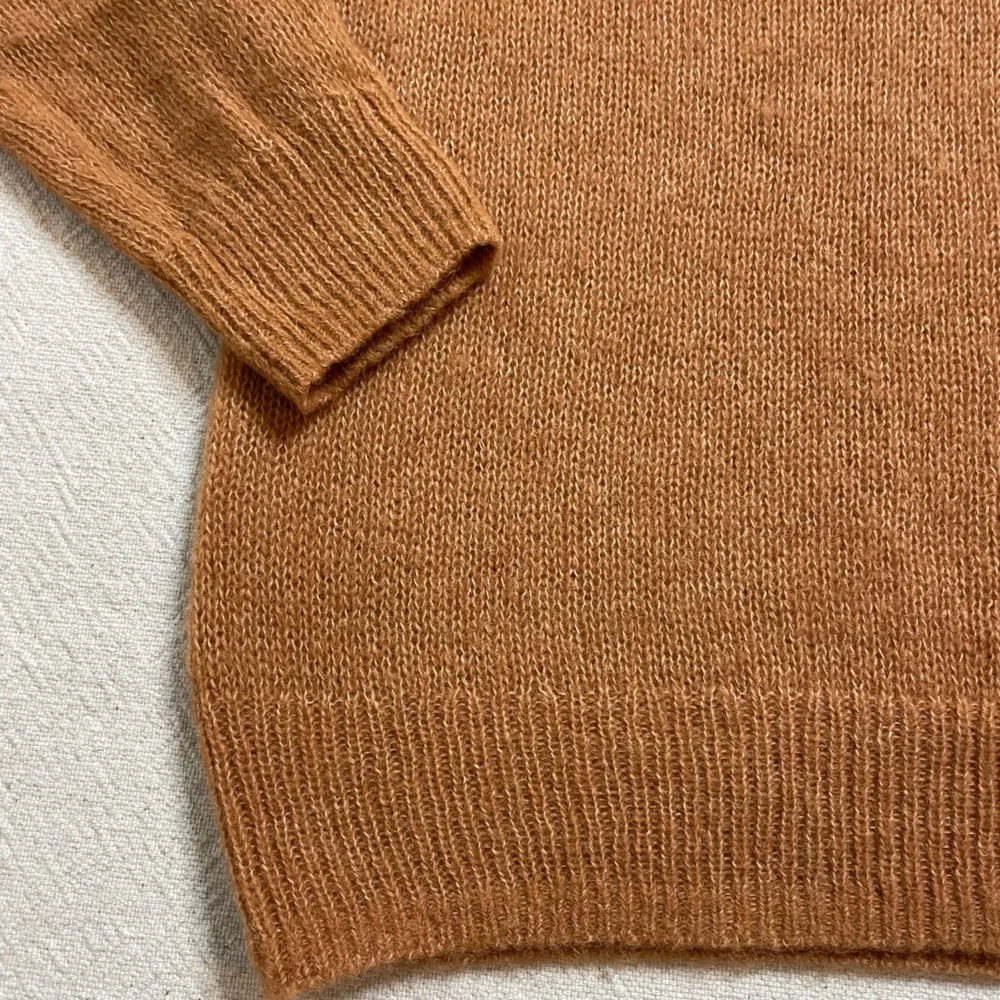 Free People Gossamer Terracotta Alpaca Wool Vneck Sweater Oversize XS Fall Boho - Picture 3 of 6